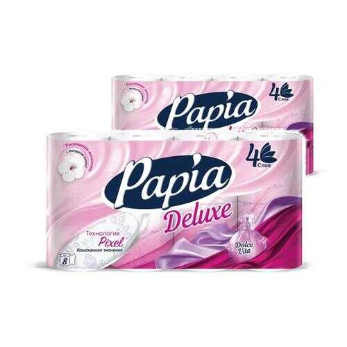 Туалетная бумага PAPIA DELUXE Арома Дольче Вита 4 слоя 8 рулонов в наборе 2шт в Оптима