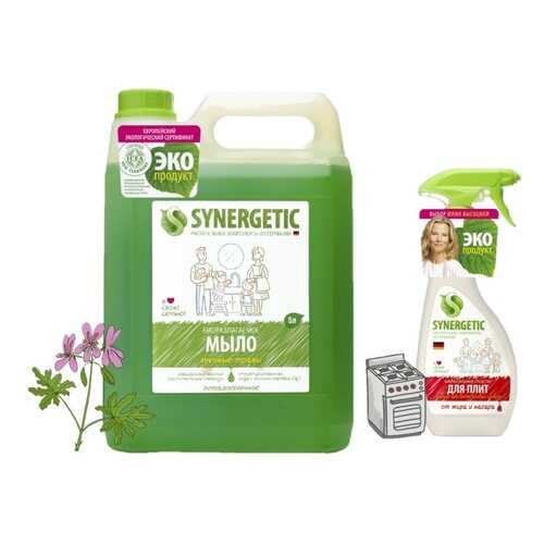 Synergetic Жидкое мыло Луговые травы 5 л + подарок Спрей для кухонных поверхностей 500 мл в Оптима