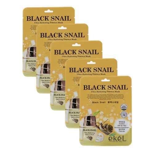 Набор увлажняющих масок Ekel с Улиточным муцином UltraHydrating Essence BlackSnail (5шт) в Оптима